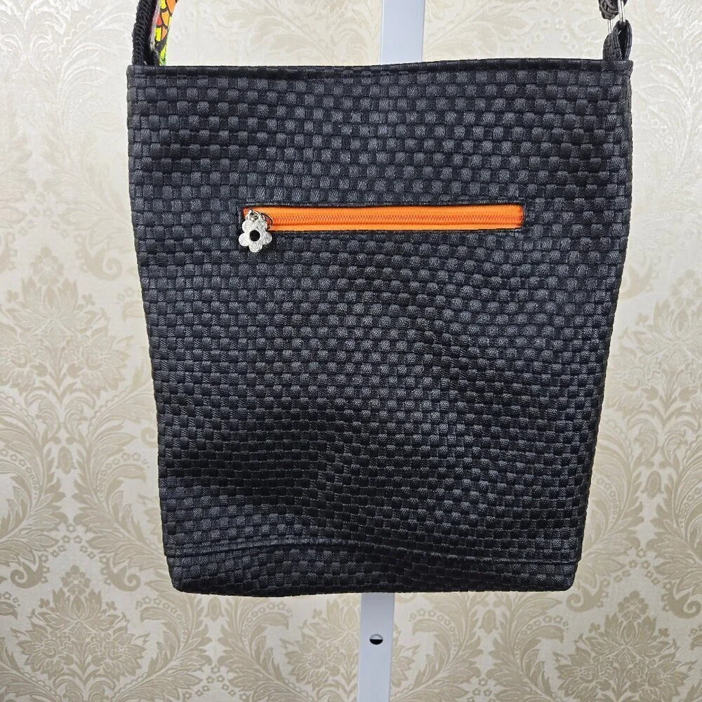 Sondos Design Crossbody Bag Colorful Canvas Front Braided Back and Adj Strap
